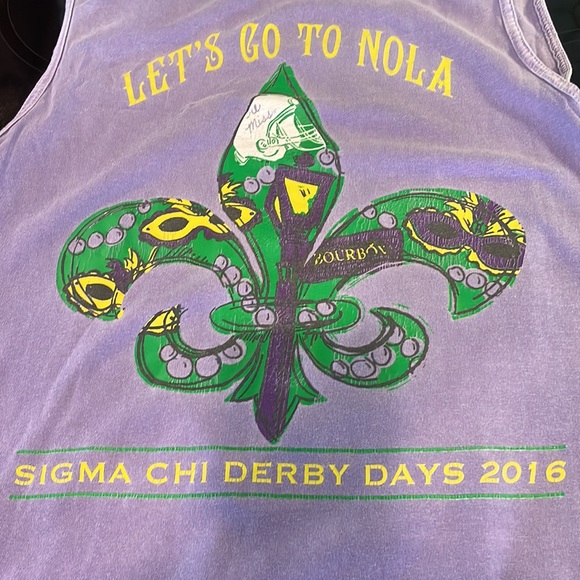 Alpha Phi Sigma Chi let’s go to NOLA Tank top purple Mardi Gras M medium - Picture 1 of 8